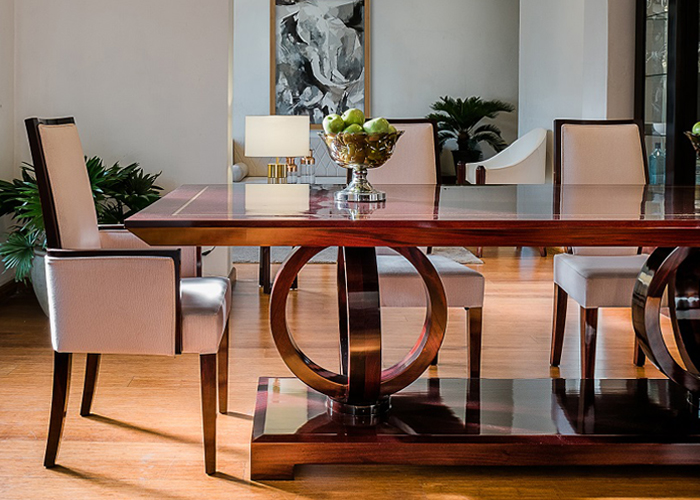 Augustus Dining Table Brass Inlay